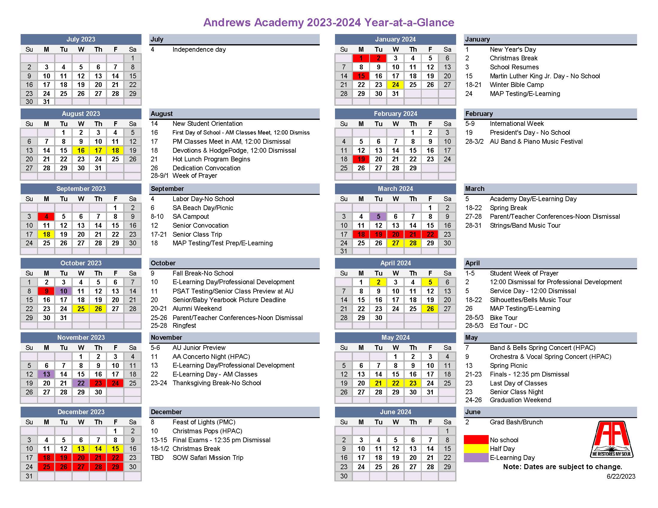 20232024 School Year Andrews Academy