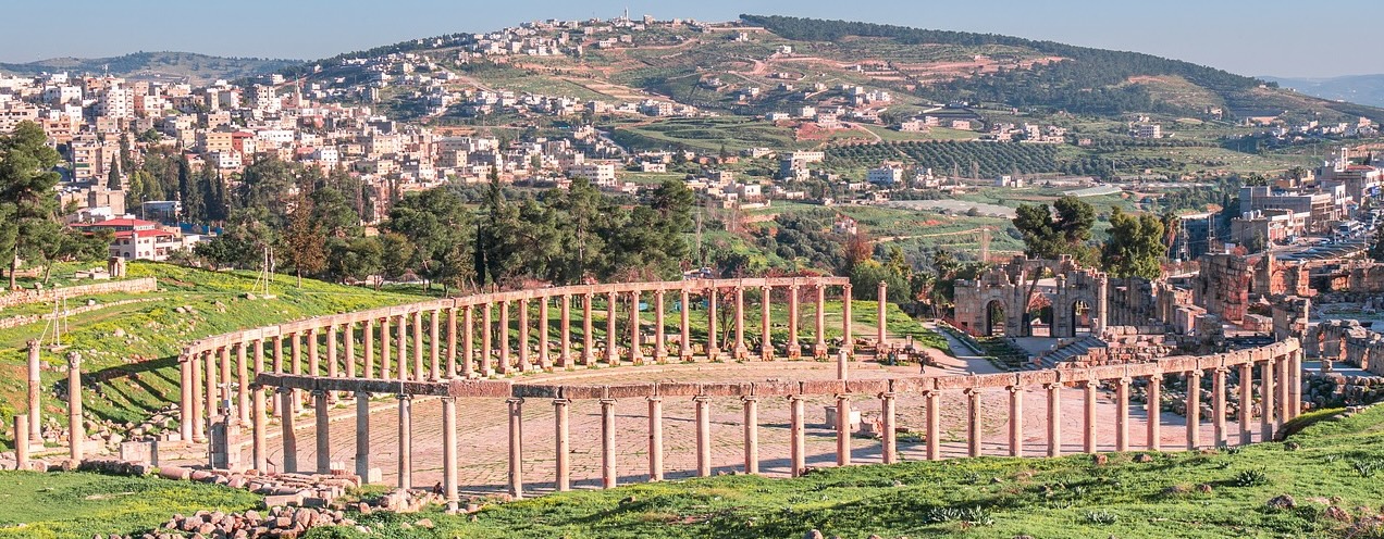 View of the ruins of Jerash from above