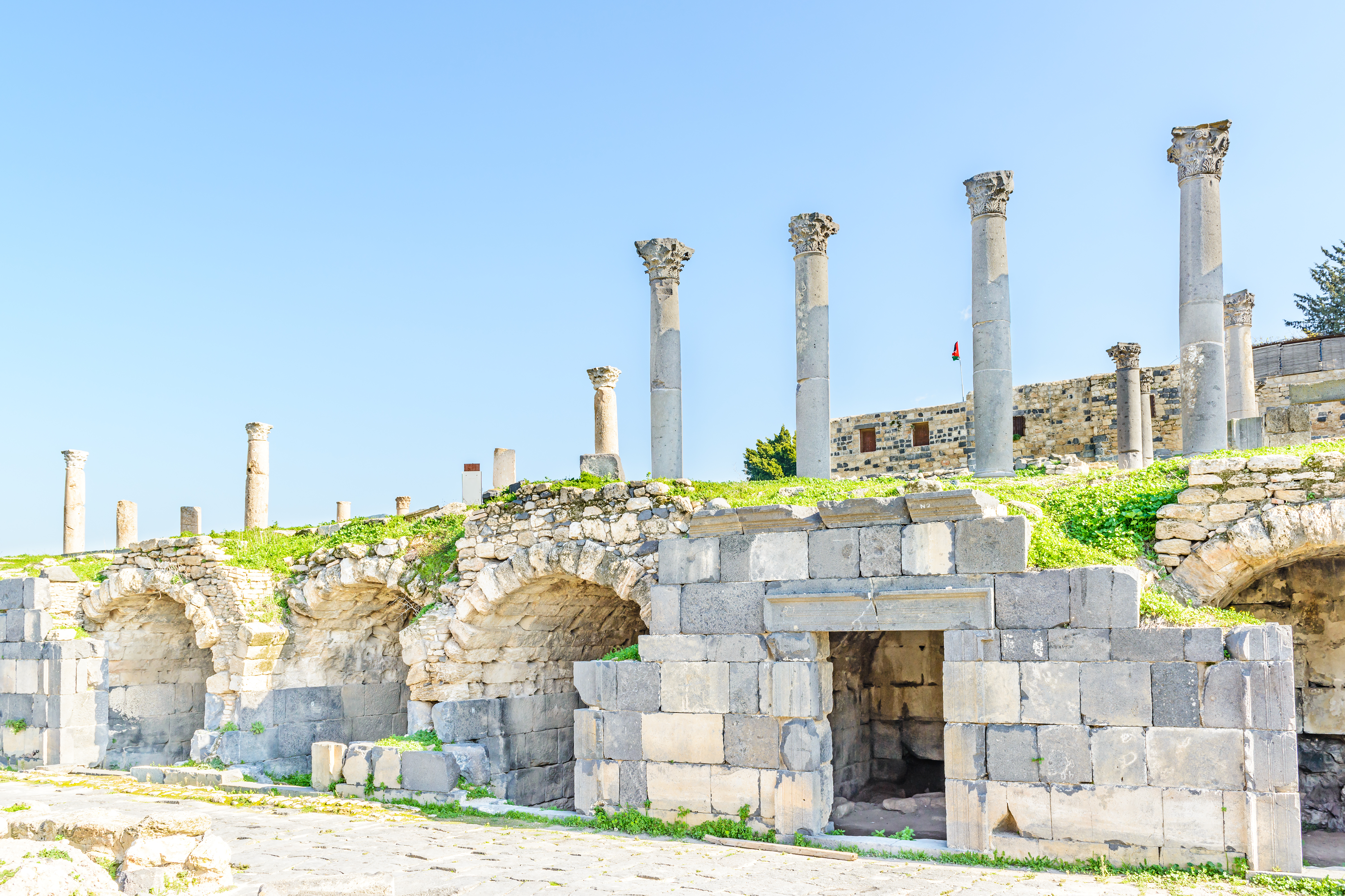 columns and small chambers in Umm Qais, Jordan