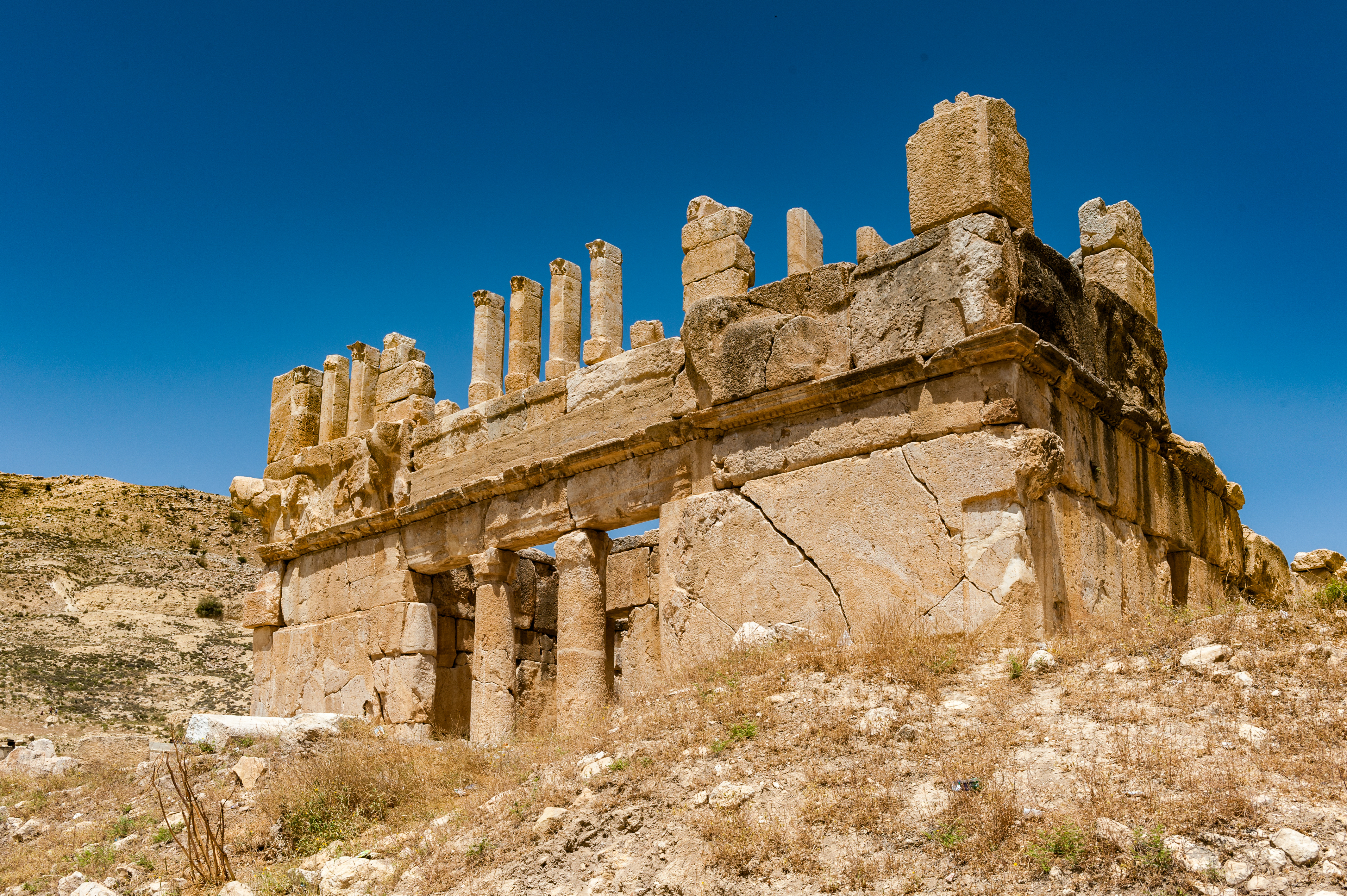 Iraq Al-Amir castle ruin sitting atop a dry hill