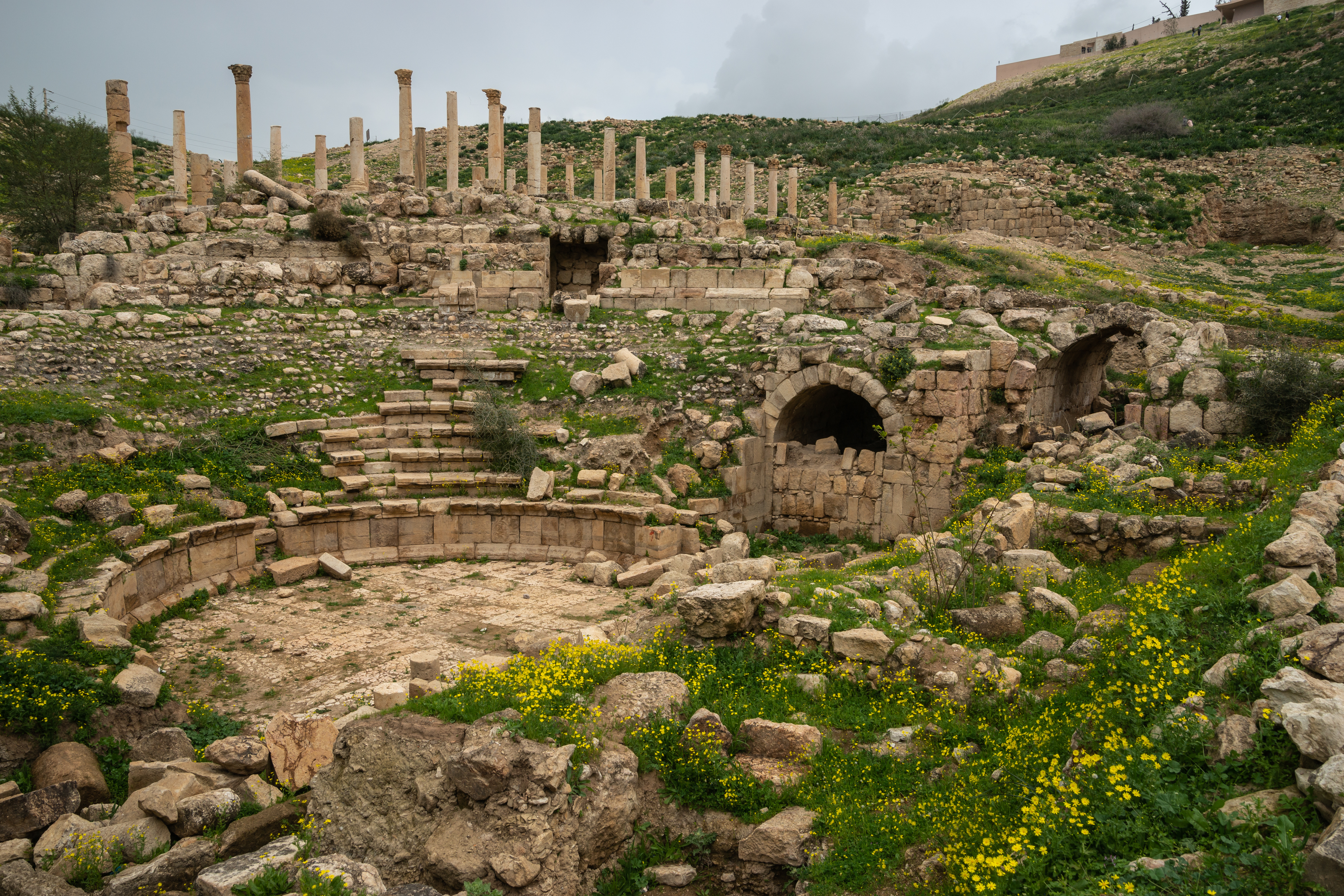 ruins of the theatre and church in Pella, Jordan