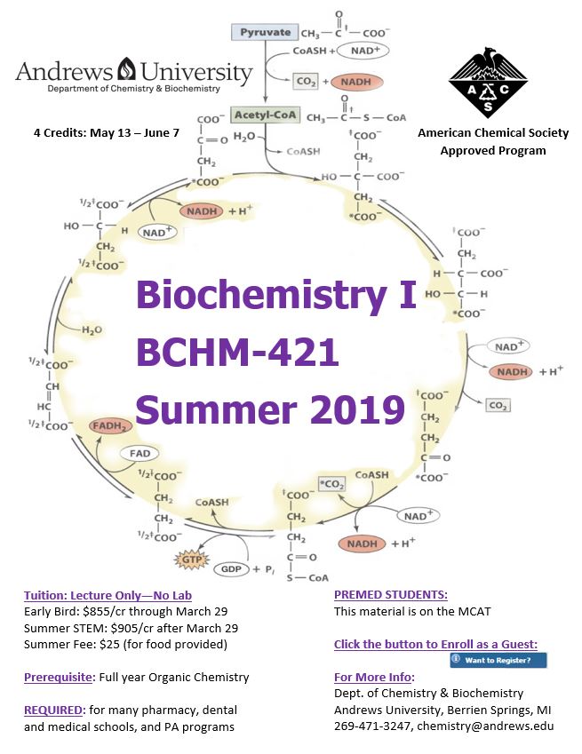 Summer Biochemistry Andrews University