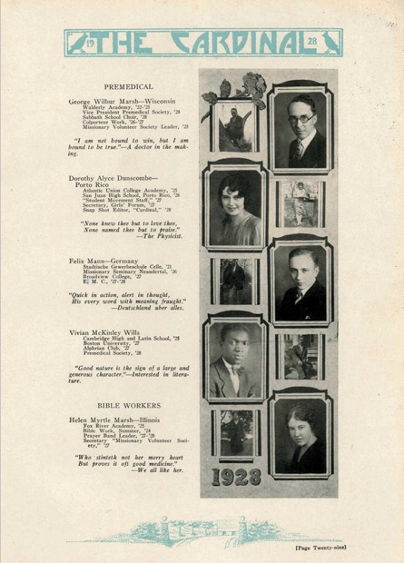 yearbook from 1928 showing a picture of a minority student