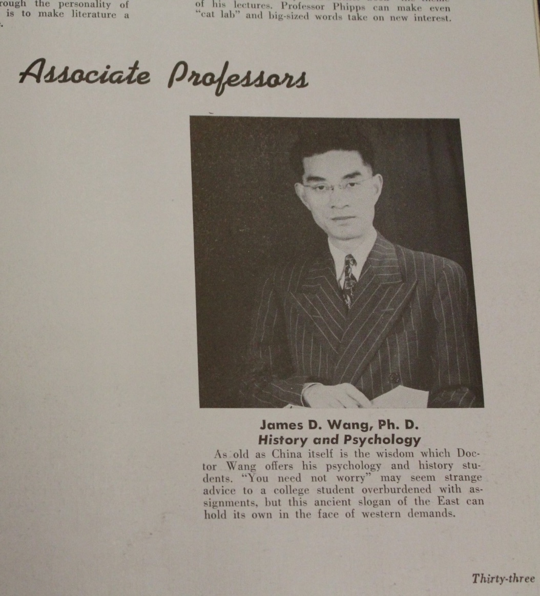 yearbook picture of First Minority Faculty James Wang