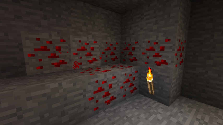 Some redstone in a cave.